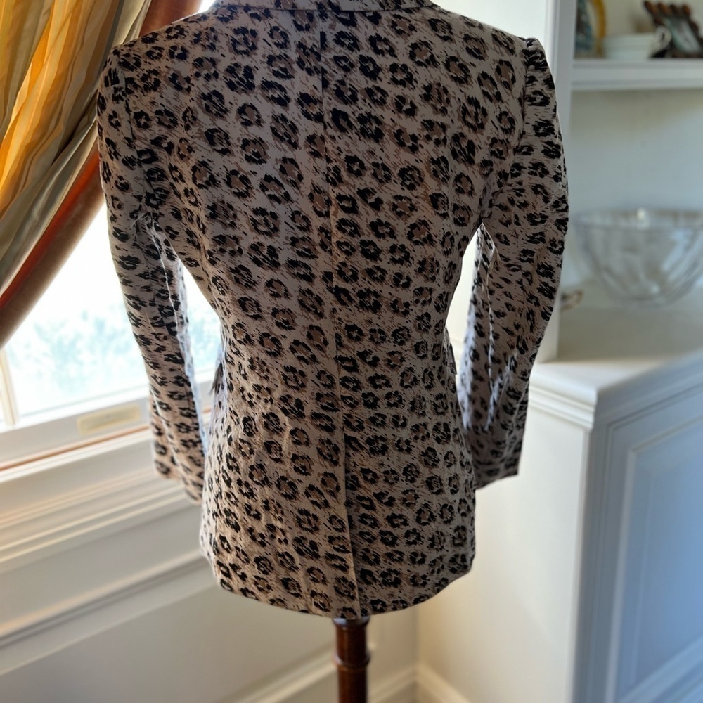 Joie Anilah Leopard Print Tailored Linen Blazer B… - image 7